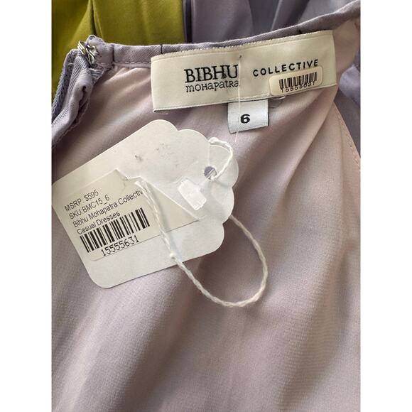 BIBHU MOHAPATRA Collective Purple Pleated Panel Casual Dress Size 6 - Picture 7 of 8